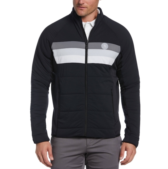 Original Penguin Mixed Media 70's Jacket Insulate Quilted Water Resist Navy Sz M - Picture 12 of 12